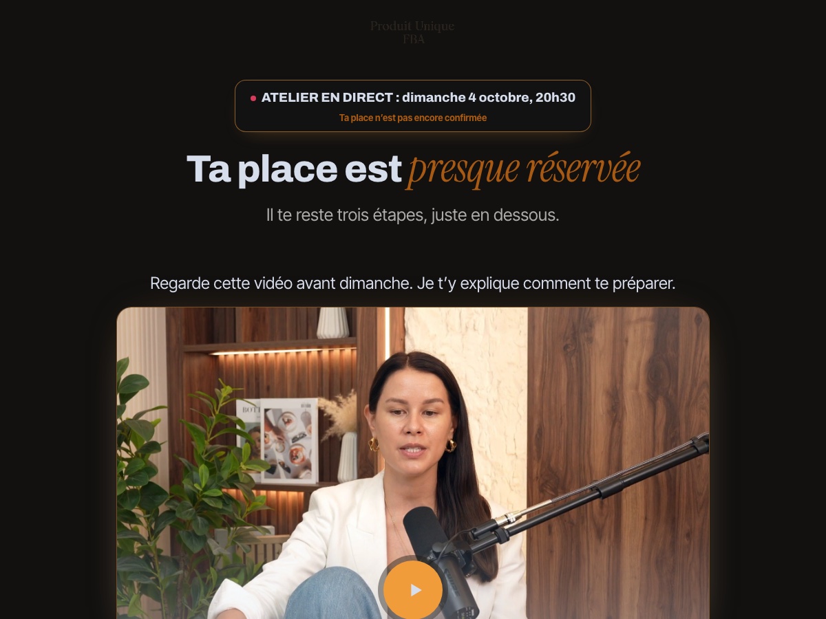 Aperçu : page de confirmation